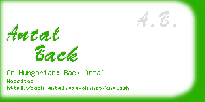 antal back business card